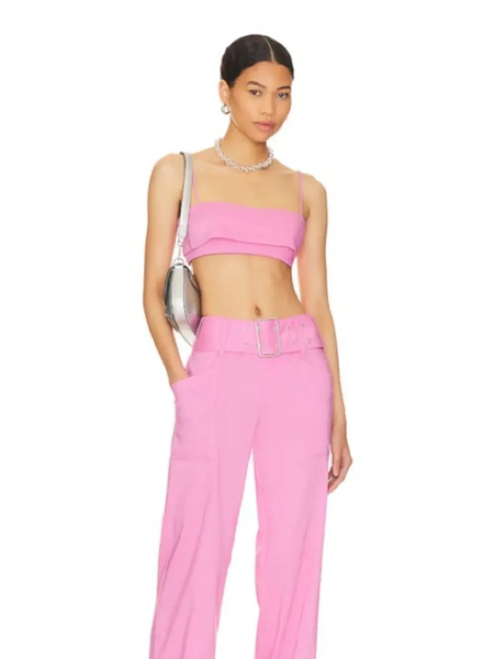 Lovers + Friends LORELEI BRA TOP Hot Pink Bandeau Bralette  Thin Straps medium